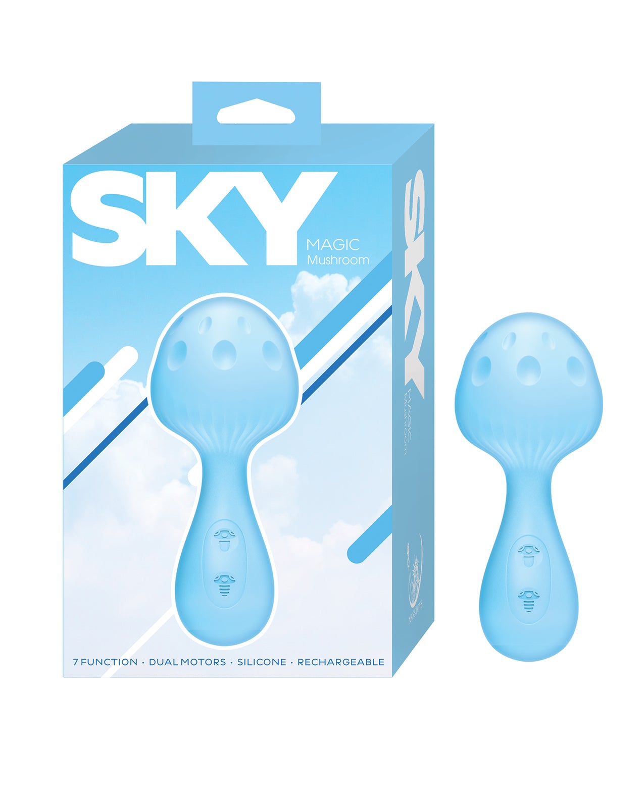 Nasstoys 3335-BLUE Sky Magic Mushroom, Light Blue, Silicone, 7 Functions