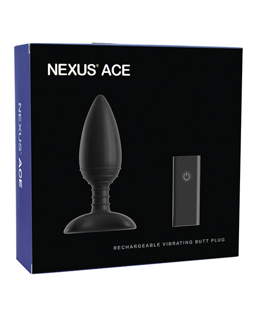 Nexus Ace Large Remote Control Vibrating Butt Plug, Black Silicone