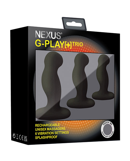 Nexus PGPT002 G Play Trio Rechargeable Massagers, Black Silicone 3-Piece Set