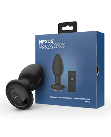 Nexus Tornado Rotating & Vibrating Butt Plug, Body-Safe Silicone, Remote Control