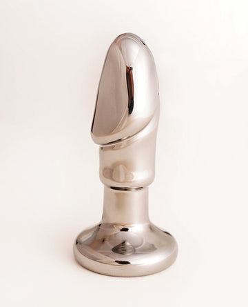 Our Erotic Journey Black Opal Anal Glass Dildo Vibe, Gun Metal