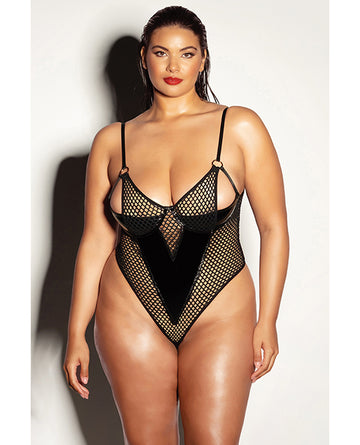 Oh La La Cheri 51-11345B BLK 1X Peek-A-Boo Teddy, Black, 1X