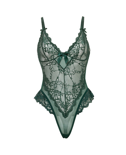 Oh La La Cheri Valentine Lace Teddy, Green, Small
