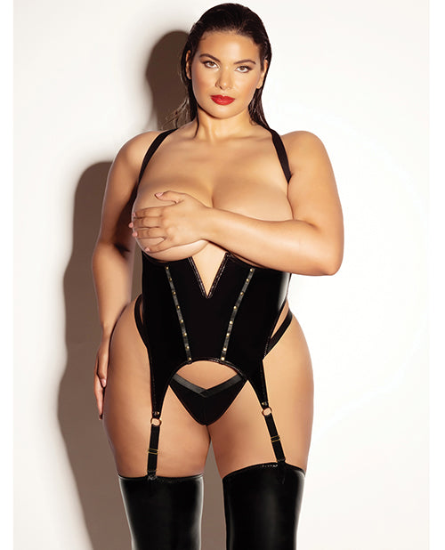 Oh La La Cheri 62-11334 BK 1X/2X Fetish Open Cup Merrywidow, Black