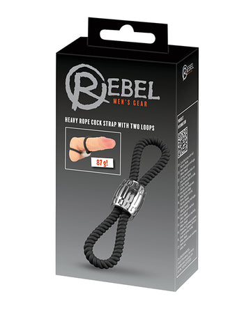 Orion Rebel Two Loop Heavy Rope Cock Strap, Black, 87g