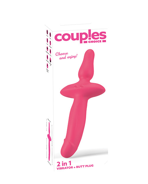 Couples Choice 2-in-1 Vaginal & Anal Vibrator, Pink – Waterproof Silicone