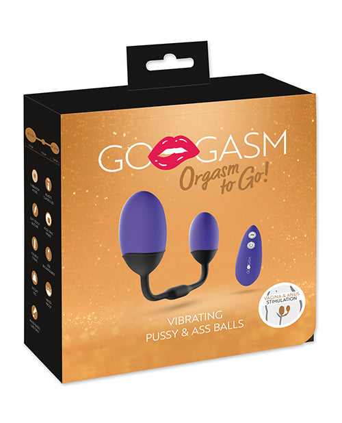 GoGasm Vibrating Pussy & Ass Balls, Purple, Remote-Controlled Dual Stimulation