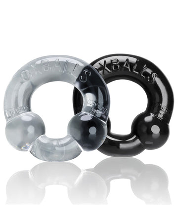 Oxballs Ultraballs Cock Rings, 2-Pack – Black & Clear FLEX-TPR