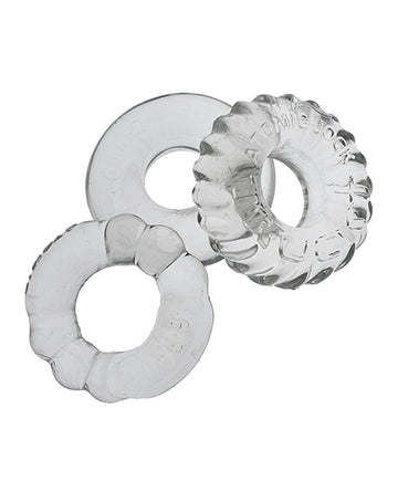 Oxballs OX-3061-CLR Bonemaker 3 Pack Cockring Kit, Clear TPR