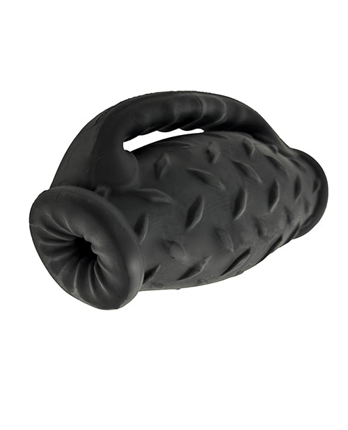 Oxballs OX-3080-BLKICE MasterJack Double Penetration Stroker, Black Silicone