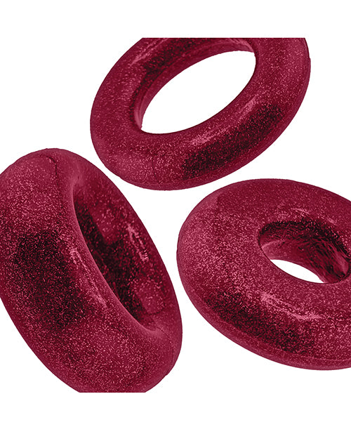 Oxballs OX-3210-CHL Cockpack Multi Design 3 Pack Cockrings, Red, TPR