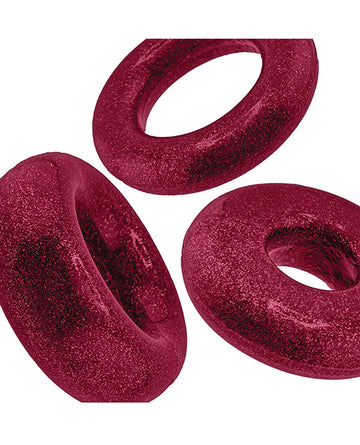 Oxballs OX-3210-CHL Cockpack Multi Design 3 Pack Cockrings, Red, TPR