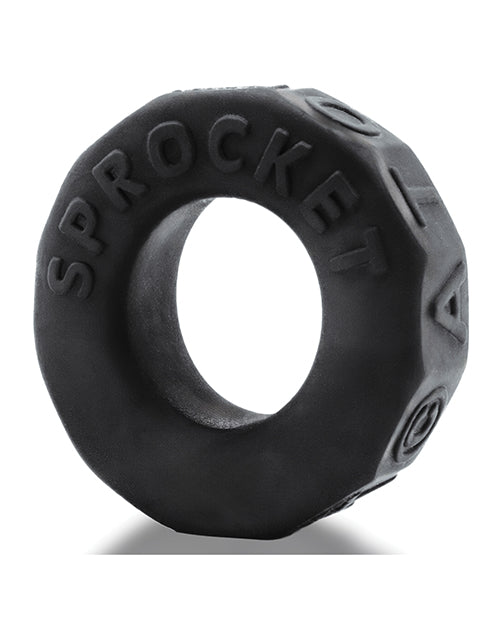 Oxballs AJ-1043-NGT Sprocket Comfort No-Roll Cock Ring, Black Silicone