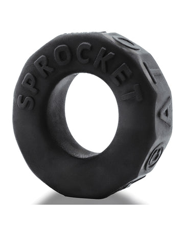 Oxballs AJ-1043-NGT Sprocket Comfort No-Roll Cock Ring, Black Silicone