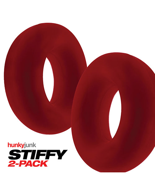 Oxballs and Hunky Junk HUJ-126-CHRICE Stiffy 2 Pack Cockrings, Cherry Ice, Red