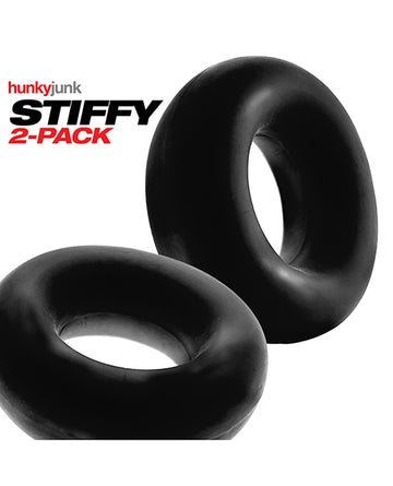 Hunky Junk HUJ-126-TARICE Stiffy 2 Pack Cockrings, Black Silicone/TPR