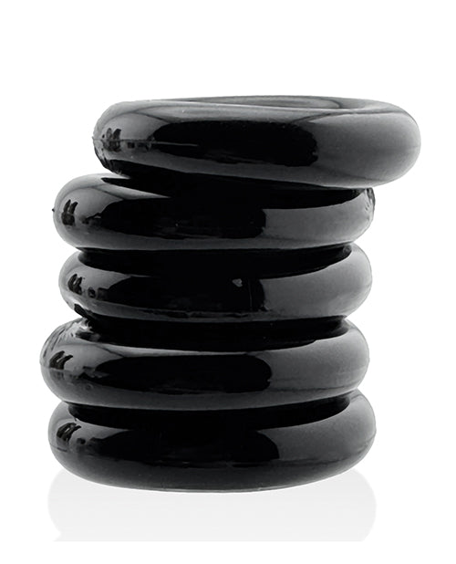 Hunky Junk Jacker 5-Pack Stretch Cock Ring Set, Black