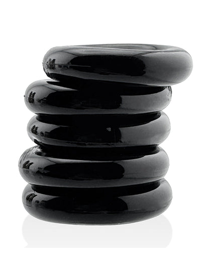 Hunky Junk Jacker 5-Pack Stretch Cock Ring Set, Black