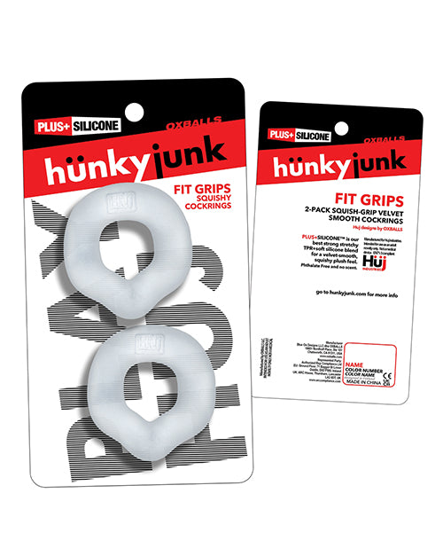 Hunky Junk Fit Grips 2-Pack Ergo-Fit Cockrings, Clear