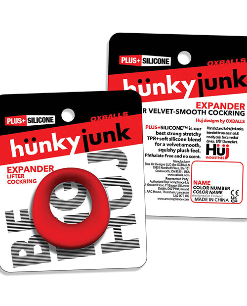 Oxballs and Hunky Junk Expander Slimmer Scoop Cock Ring - Red