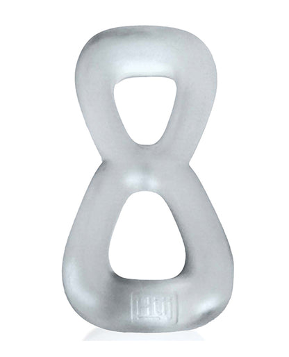 Oxballs and Hunky Junk Boomerang Dual-Ring Cockring and Ball Stretcher, Clear Steam