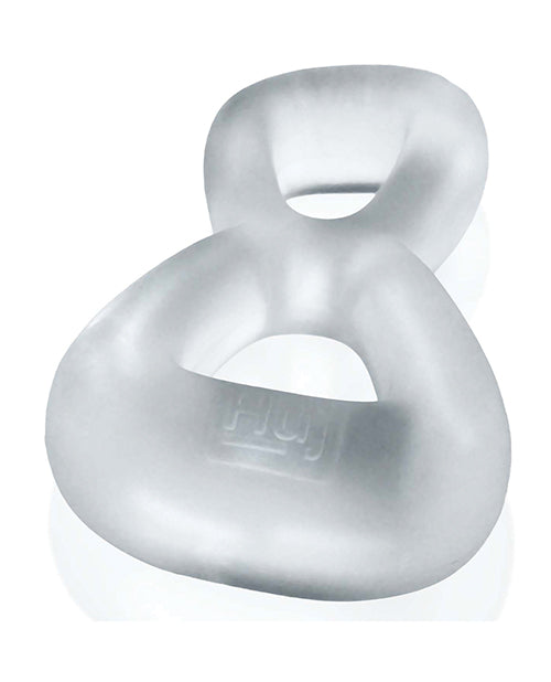 Oxballs and Hunky Junk Boomerang Dual-Ring Cockring and Ball Stretcher, Clear Steam