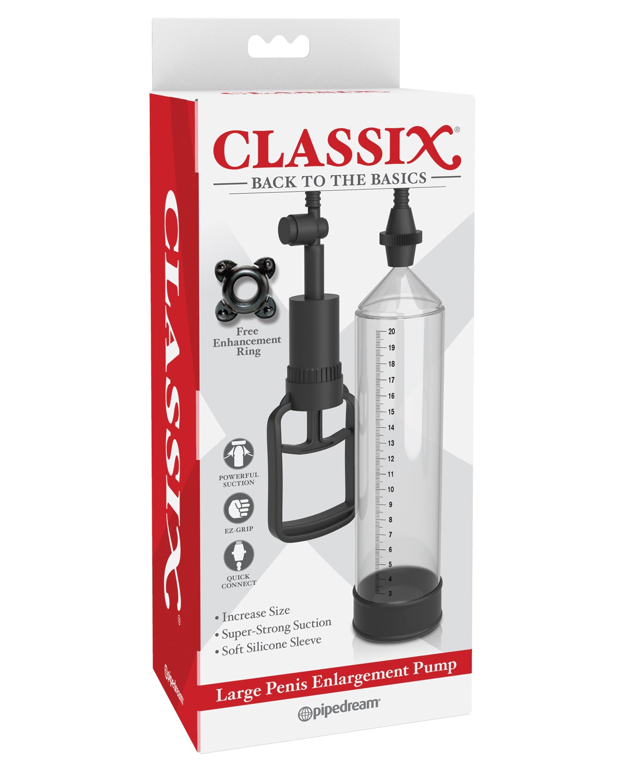 Pipedream Products Classix Large Penis Enlargement Pump, Clear