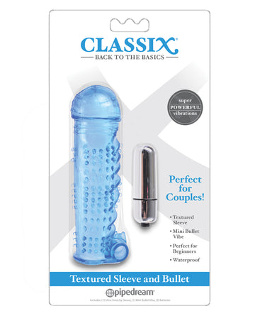 Pipedream Products 199114 Classix Textured Sleeve & Bullet, Blue