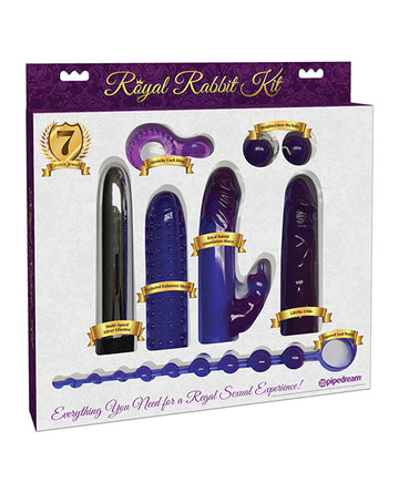 Pipedream Royal Rabbit Kit, 7-Piece Multi-Speed Vibrator Accessory Kit, Purple