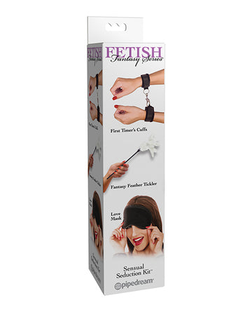 Pipedream Products 218400 Sensual Seduction Kit, Black, Cuffs, Tickler, Mask