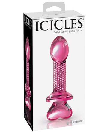 Pipedream Icicles No. 82 Ribbed Glass Butt Plug, Pink – 4-inch