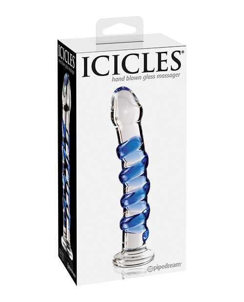 Pipedream Icicles No. 5 Hand Blown Borosilicate Glass Massager, Clear/Blue