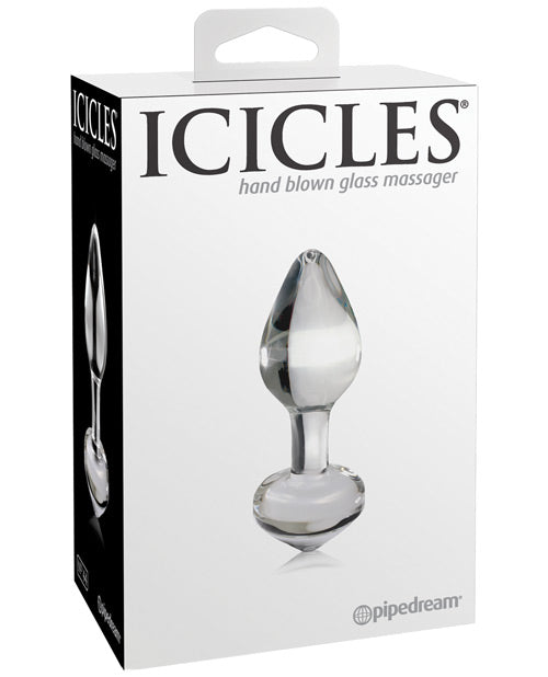 Pipedream Icicles Hand Blown Glass Butt Plug, Clear, 2.5 Inch