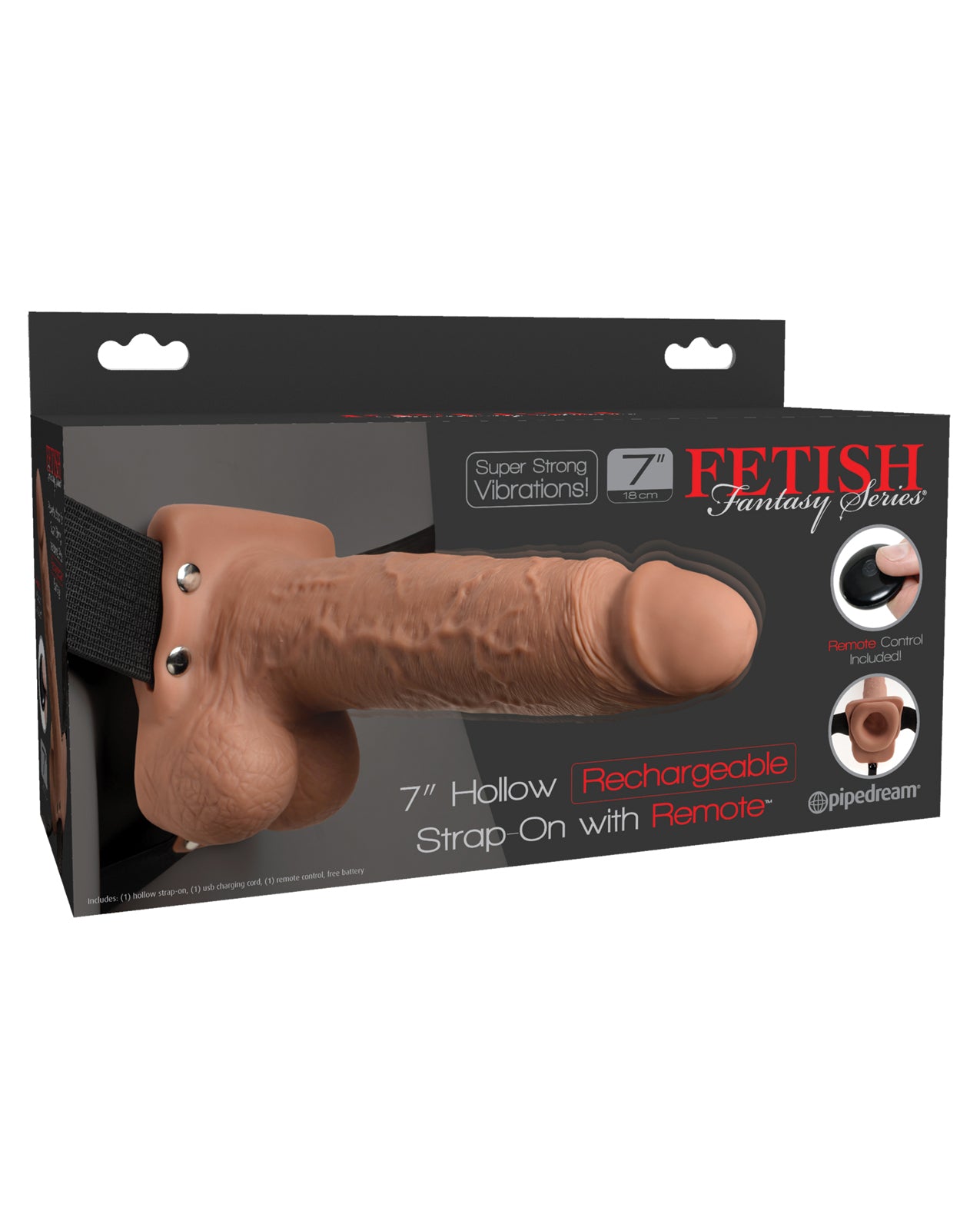 Pipedream Products 339122 Fetish Fantasy Series 7" Hollow Strap-On w/Remote, Tan