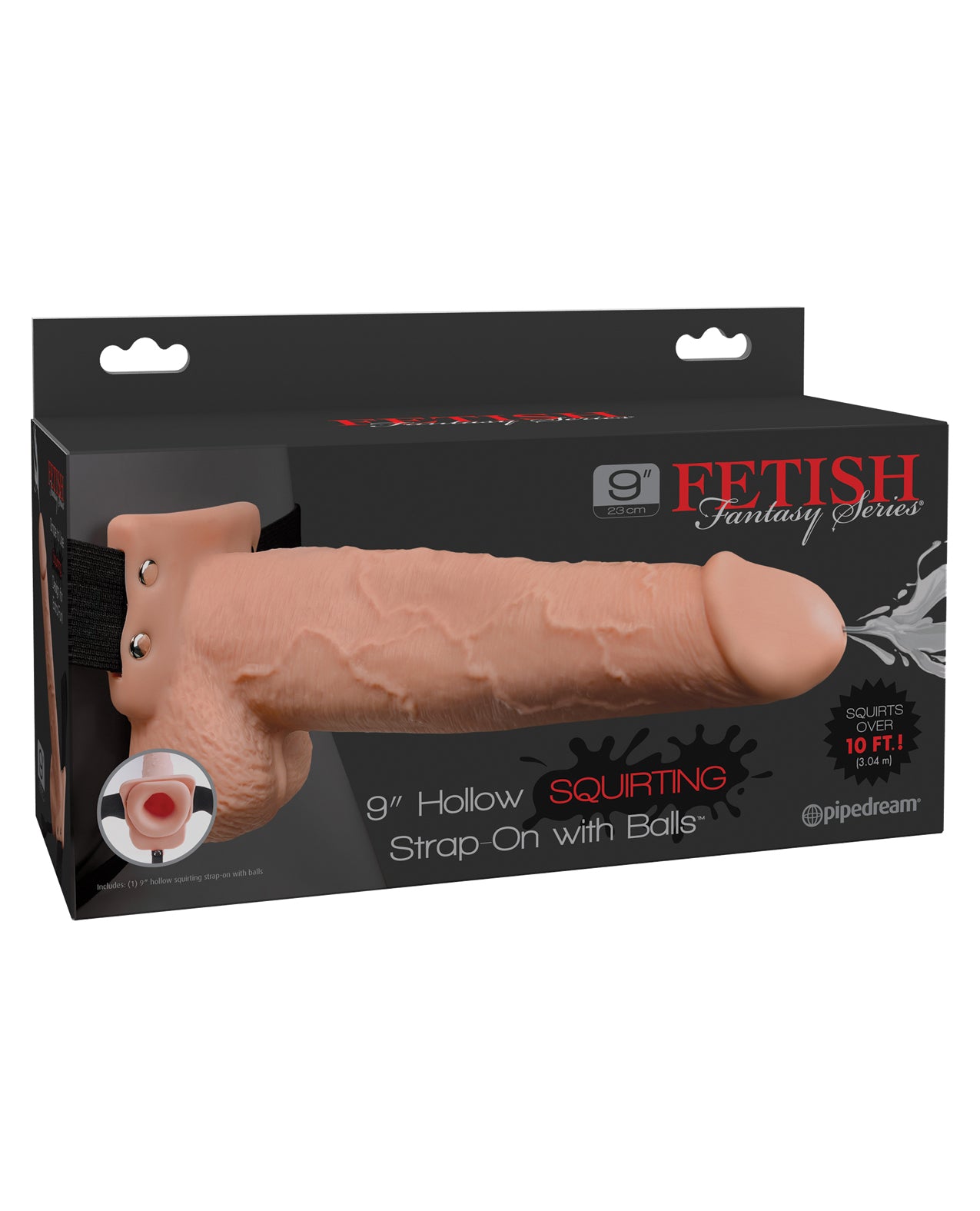 Pipedream Products 339821 Fetish Fantasy 9" Hollow Squirting Strap-On, Ivory