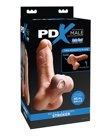 PDX Brands 378821 Male Reach Around Stroker, Ivory TPE Textured
