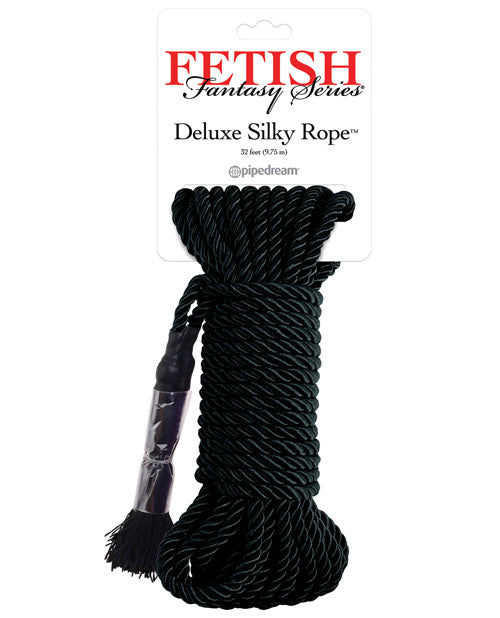 Pipedream Products 386523 Deluxe Silk Rope, Black, Polyester, 32-ft