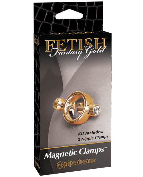 Pipedream Products Fetish Fantasy Gold Magnetic Nipple Clamps, Gold Jeweled