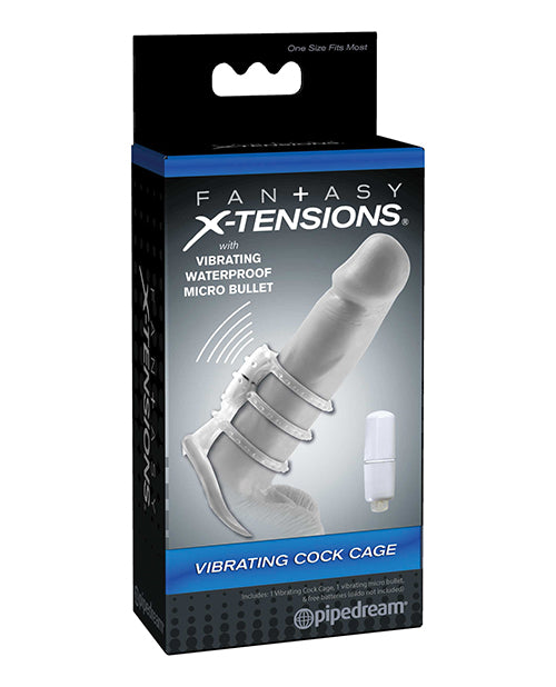 Pipedream Products 413220 Fantasy X-tensions Vibrating Cock Cage, White ABS/TPR