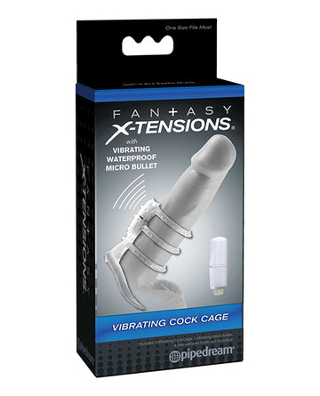 Pipedream Products 413220 Fantasy X-tensions Vibrating Cock Cage, White ABS/TPR
