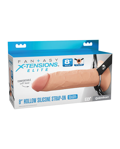 Pipedream Products Elite 8" Hollow Silicone Strap-on w/Harness, Ivory