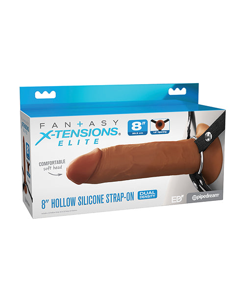Pipedream PD4160-29 Elite 8" Hollow Silicone Strap-on w/Harness, Brown