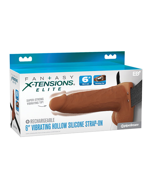 Pipedream Fantasy X-Tensions Elite Vibrating Hollow Strap-On, Brown