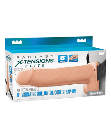 Pipedream X-Tensions Elite 8" Vibrating Strap-On, Rechargeable Ivory