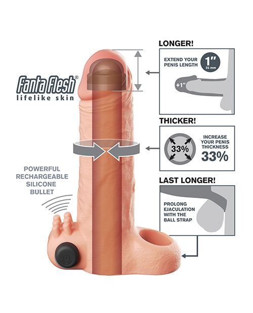 Pipedream Products Fantasy X-Tensions Vibrating 1 in. Extension, Ivory
