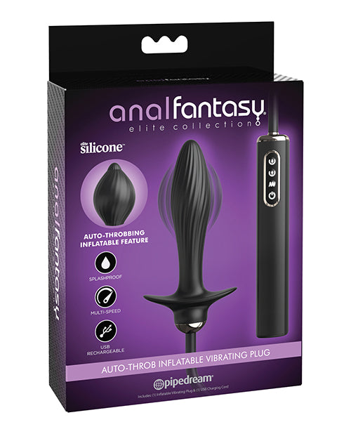 Pipedream Anal Fantasy Elite Auto Throb Plug - Black, Inflatable, Vibrating