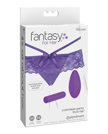 Pipedream Products 493312 Thrill-Her Vibrating Crotchless Panty, Purple