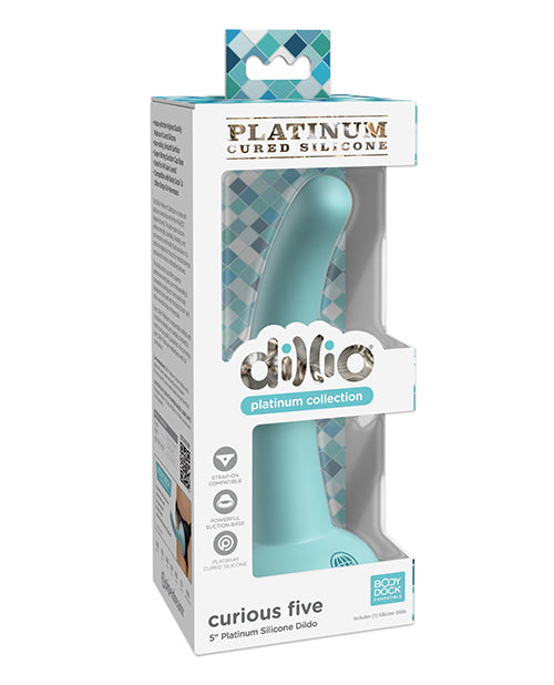 Pipedream Dillio Platinum Curious Five Curved Silicone Dildo, 5-Inch – Teal