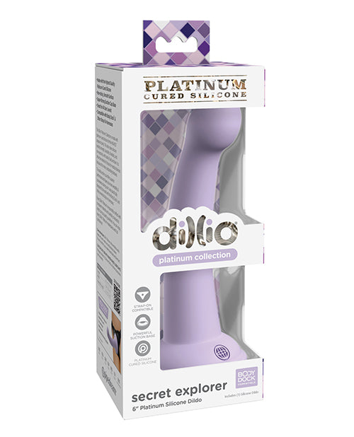 Pipedream Dillio Platinum 6" Secret Explorer Silicone Dildo - Purple