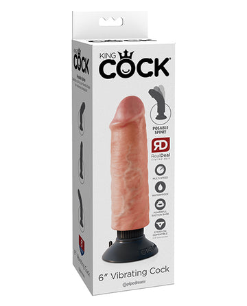 Pipedream Products King Cock 6" Vibrating Dildo, Flesh